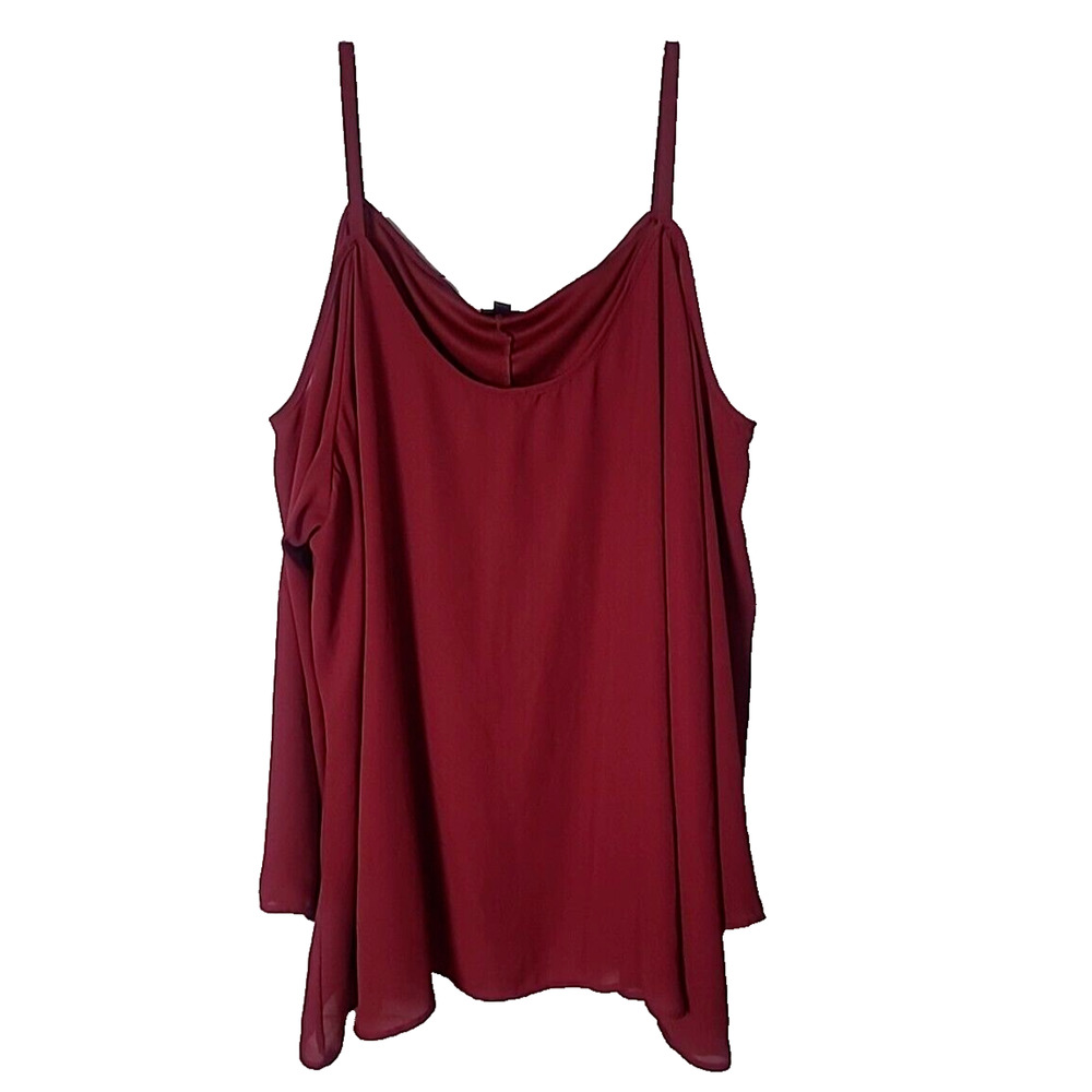 Torrid Burgundy Chiffon Cold Shoulder Long Sleeve Boho Casual Top Womans Size 4x